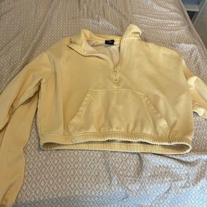 PacSun yellow cropped sweatshirt zip up size: medium